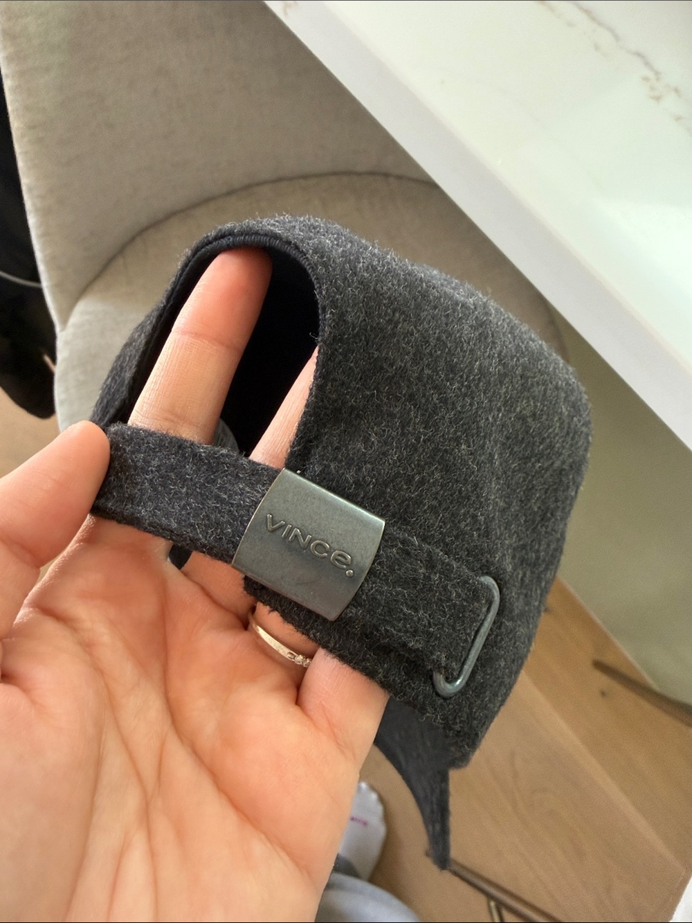 Vince Charcoal Gray Cashmere Baseball Cap - Picture 3 of 4